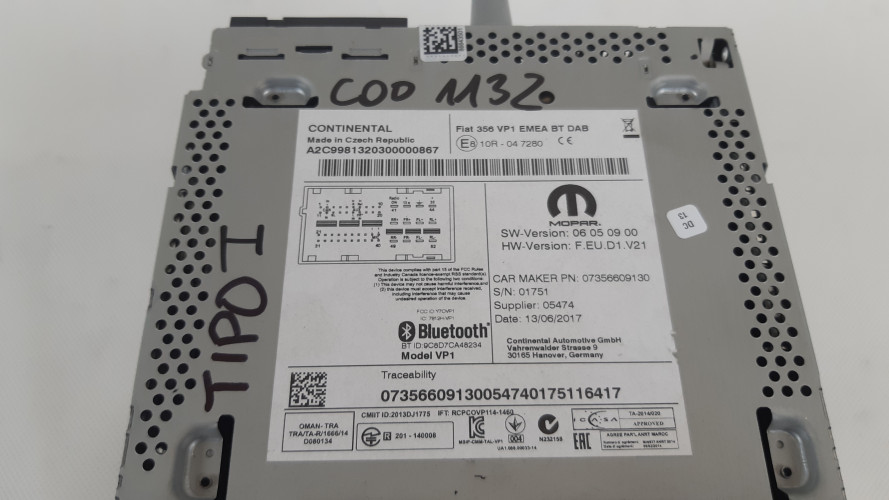 FIAT TIPO II RADIO CD BT 7356609130