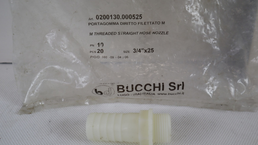 Bucchi 10 SZT ZŁĄCZKA PROSTA KRÓCIEC WODY  ø 25MM G2 3/4