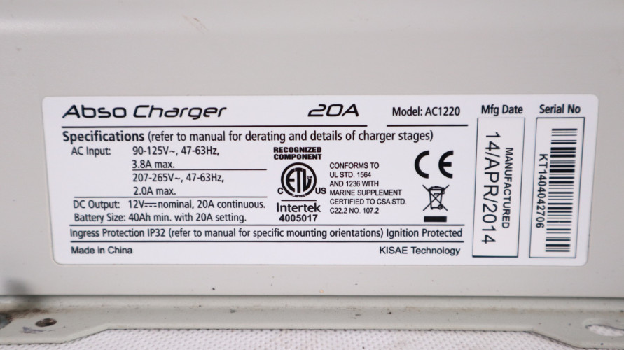 ŁADOWARKA BATERII ABSO CHARGER AC1220 WBC 12V / 20A