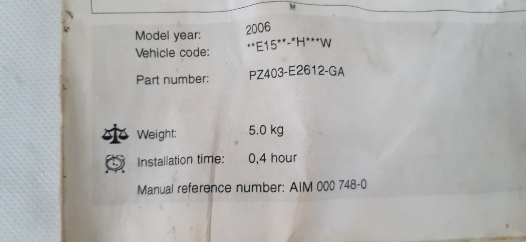 TOYOTA AURIS I 5 DRZWI BAGAŻNIK DACHOWY PZ403-E2612-GA