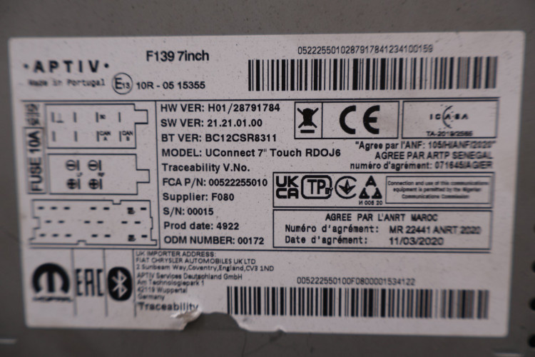 FIAT PANDA III RADIO EKRAN NAWIGACJA '00522255010