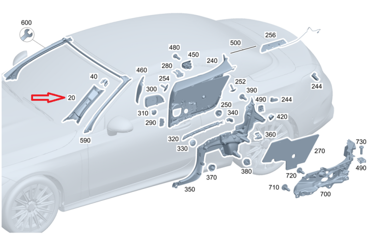 MERCEDES-BENZ CLE A236 OSŁONA SŁUPKA A PRAWA PRZÓD A2366906600